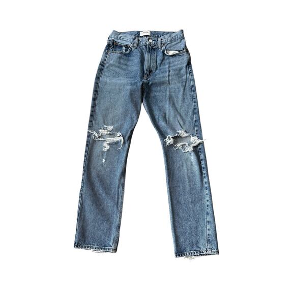 AGOLDE Mia Mid Rise Straight Jean Rule Wash Distressed - Picture 2 of 11